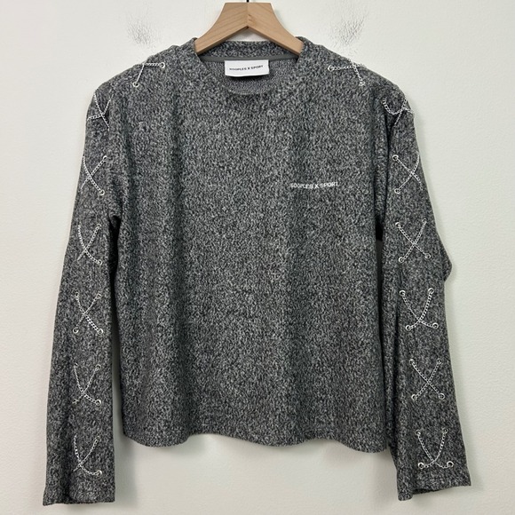 Kooples x Sport Sweaters - The Kooples x Sport Chain Sleeve Sweater Heather Gray Size 1 Small